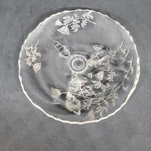 Silver City Glass, Footed "Flanders" Glass Bon Bon Silver Plate VINTAGE ~ Used